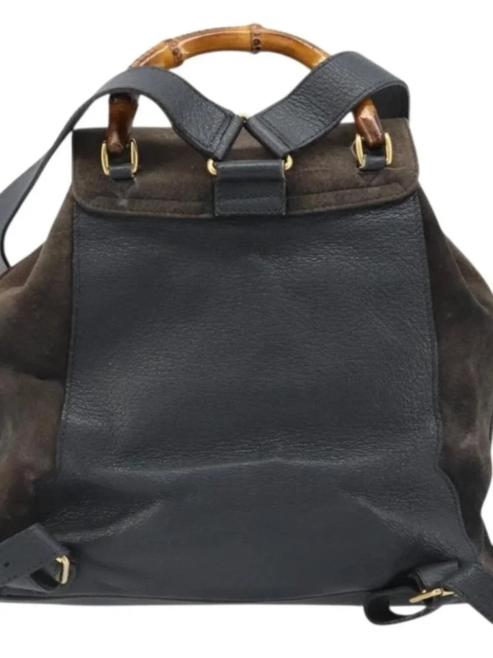 GUCCI Bamboo Backpack Suede Navy Gold 003 2058 0016 Auth 183957